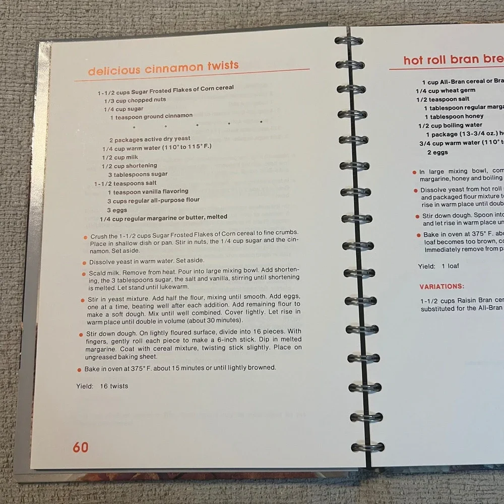 Vintage 1978 The Kelloggs Cookbook First Edition Spiral‎ Hardcover Retro Recipes